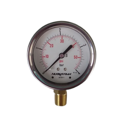 เพรสเชอร์เกจ 0 - 4 บาร์ หน้าปัด 2 1/2 นิ้ว เกลียวออกล่าง 1/4 นิ้ว